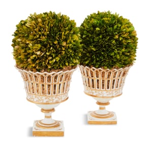 Pair of Paris Porcelain Gold and White Corbeilles
