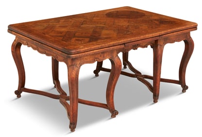Provincial Louis XV-Style Oak Draw-Leaf Table