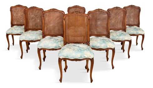 Eight Louis XV-Style Fruitwood Side Chairs