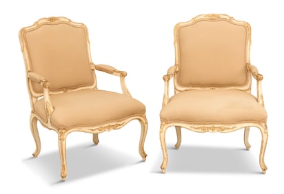 Creme Peinte and Parcel-Gilt Fauteuils