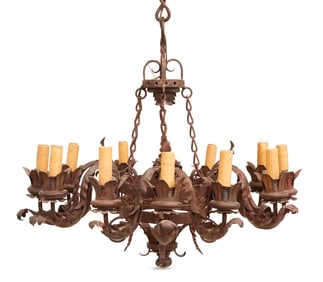 Painted Metal Chandelier in the Baronial Taste