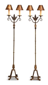 Pair of Art Deco Iron and Brass Torcheres