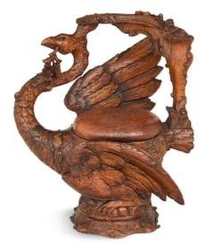 Unusual Italian Carved Walnut Fantasy Chair