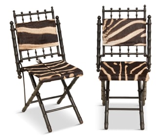Pair of French Ebonized Faux Bamboo Side Chairs
