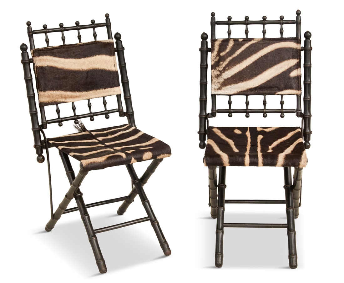 Pair of French Ebonized Faux Bamboo Side Chairs (1 of 2)