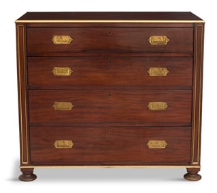 Fine Figured Mahogany Campaign-Style Chest