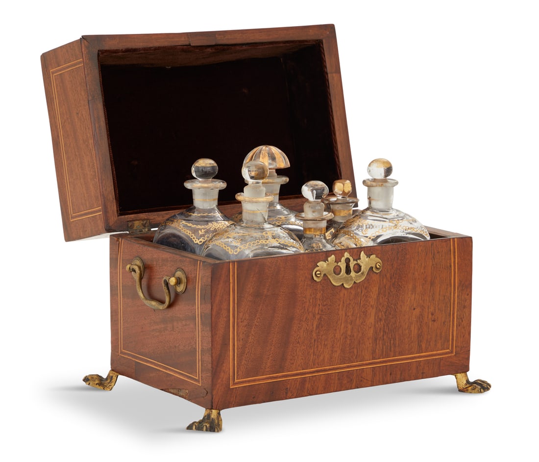 English Brass-Inlaid Mahogany Bottle Case (1 of 7)