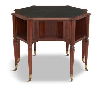 Mahogany and Inset Leather Library Table
