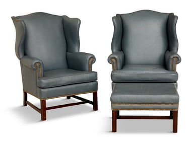 Pair of George III-Style Mahogany Wing Chairs