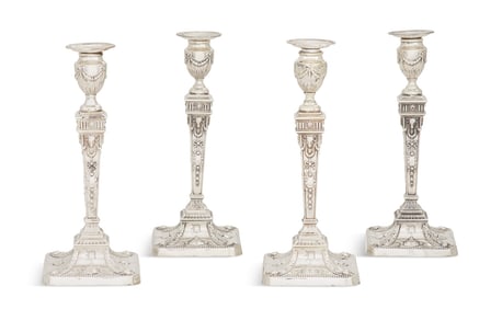 Four George V Sterling Silver Candlesticks
