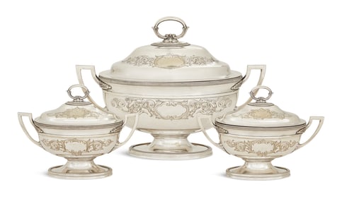 English Tiffany-Retailed Silverplate Tureen Set
