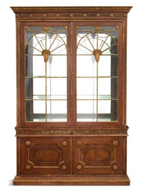 Stained Pine and Parcel-Gilt Bookcase/Vitrine