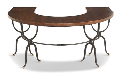 Contemporary Oak and Iron Wine Tasting Table