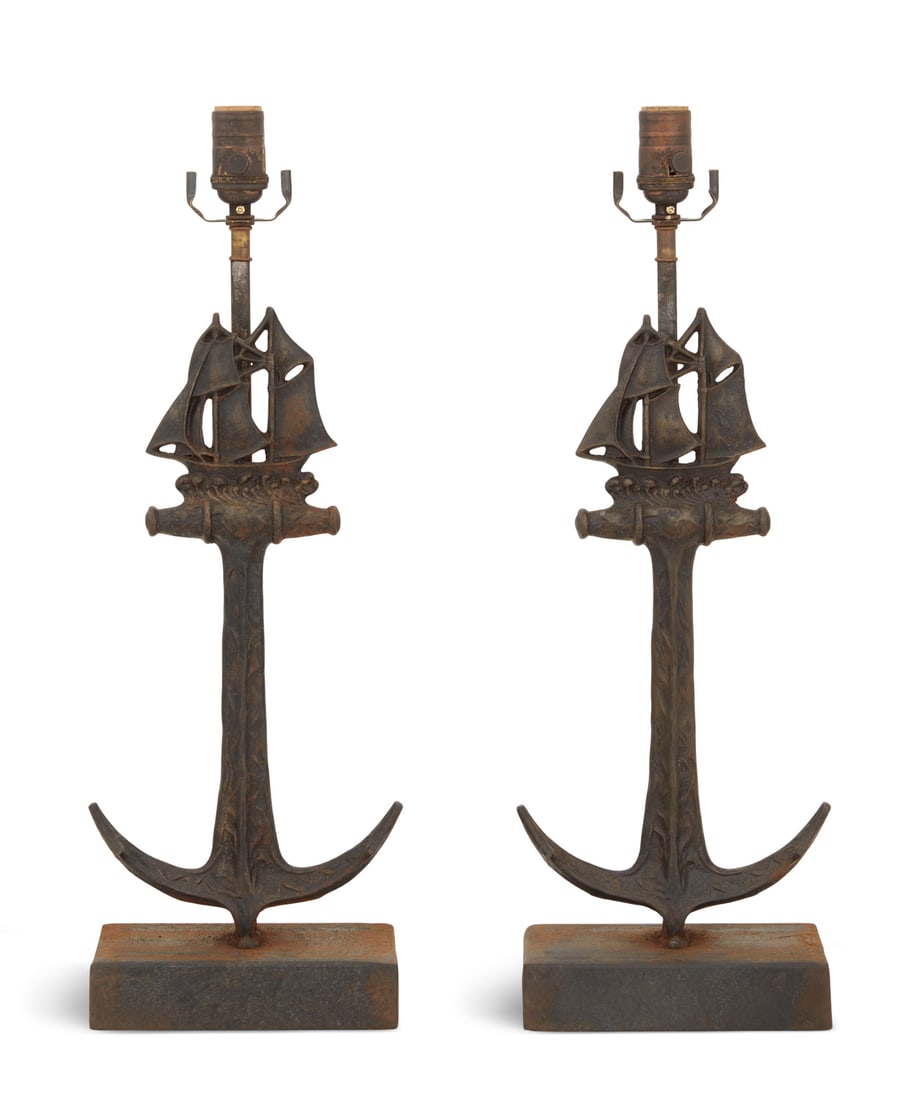Pair of Nautical-Themed Metal Andirons (1 of 1)