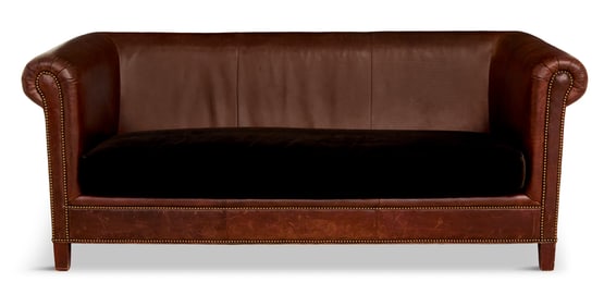 Ralph Lauren "Brompton" Mahogany and Leather Sofa