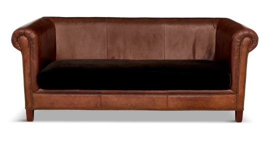 Ralph Lauren "Brompton" Mahogany and Leather Sofa