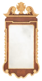 Walnut-Veneered and Parcel-Gilt Mirror