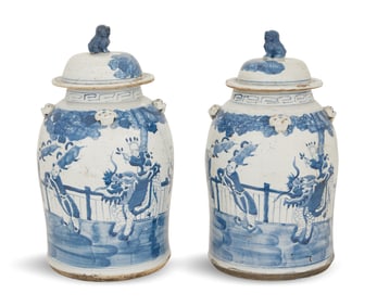 Pair of Chinese Export Porcelain Ginger Jars