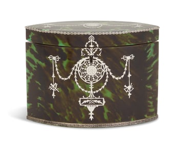 Rare Silver-Inlaid Tortoiseshell Tea Caddy