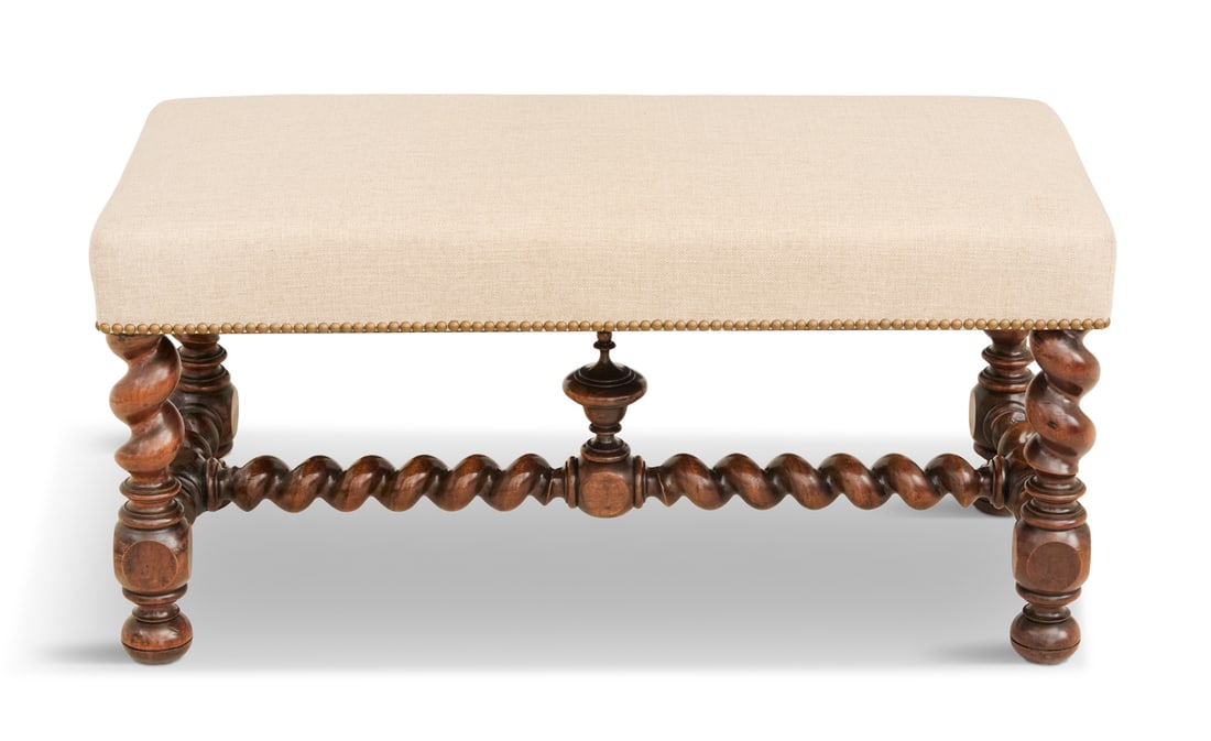 Carolean-Style Mahogany Bench (1 of 3)