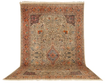 Semi-Antique Tabriz Pictorial "Hunt Scene" Carpet