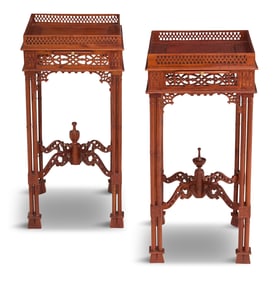 Pair of Chippendale-Style Mahogany Side Tables