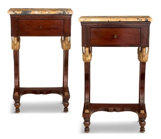 Regency Mahogany and Marble-Top Side Tables