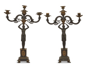 Monumental Regency Dore et Patine Candelabra