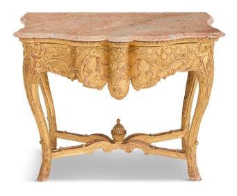 Continental Giltwood and Marble-Top Side Table