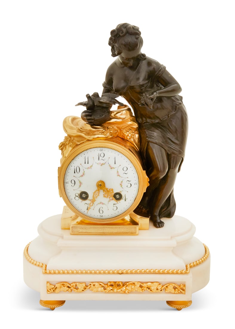 Signed Linke French Bronze and Marble Clock (1 of 5)