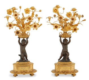 Napoleon III Bronze Dore et Patine Candelabra