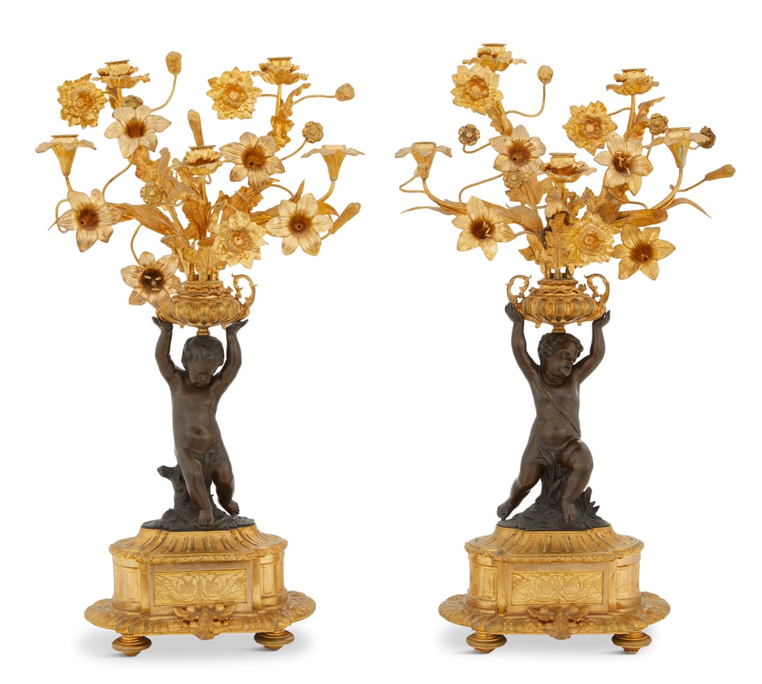 Napoleon III Bronze Dore et Patine Candelabra (1 of 2)