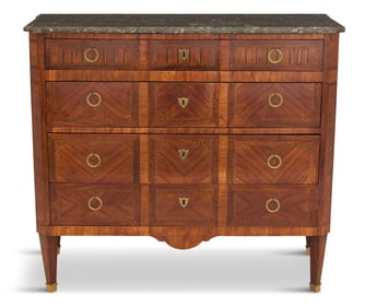 Louis XVI Mahogany and Marble-Top Commode