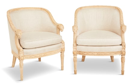 Empire-Style Bleached Mahogany Tub Chairs