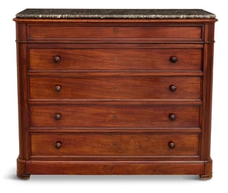 Mahogany and Marble-Top Secretary Chest