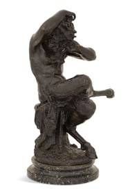 Patinated Bronze and Marble "Faune Pleurant"