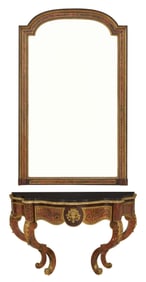 Boulle and Marble-Top Table with Mirror