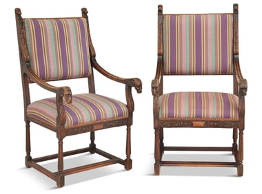 Pair of Continental Oak Fauteuils
