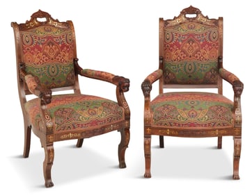 Pair of Continental Rosewood Fauteuils