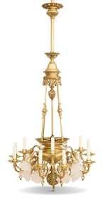 Belle Epoque Bronze, Brass and Glass Electrolier