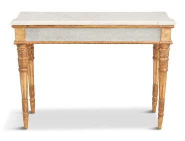 Gilt Gris-Peinte and Marble-Top Side Table