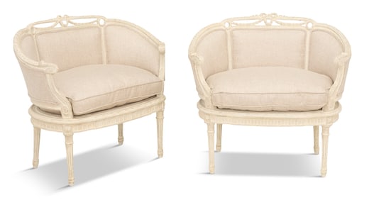 Pair of Louis XVI-Style Creme-Peinte Chairs