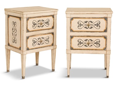 Continental Neoclassical Polychrome Commodes