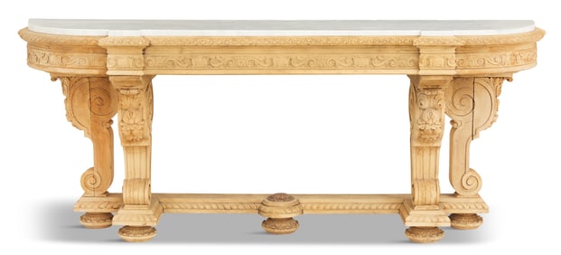 Bleached Beechwood Marble-Top Console