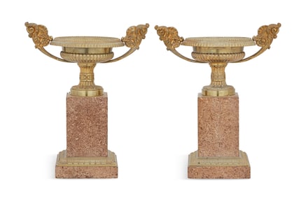 Pair of French Marble Garniture Urns