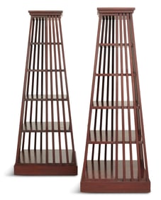 Unusual Mahogany Pyramidal-Form Etageres