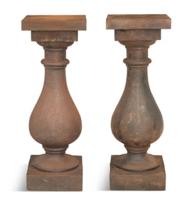 Pair of Patinated Metal Baluster-Form Pedestals