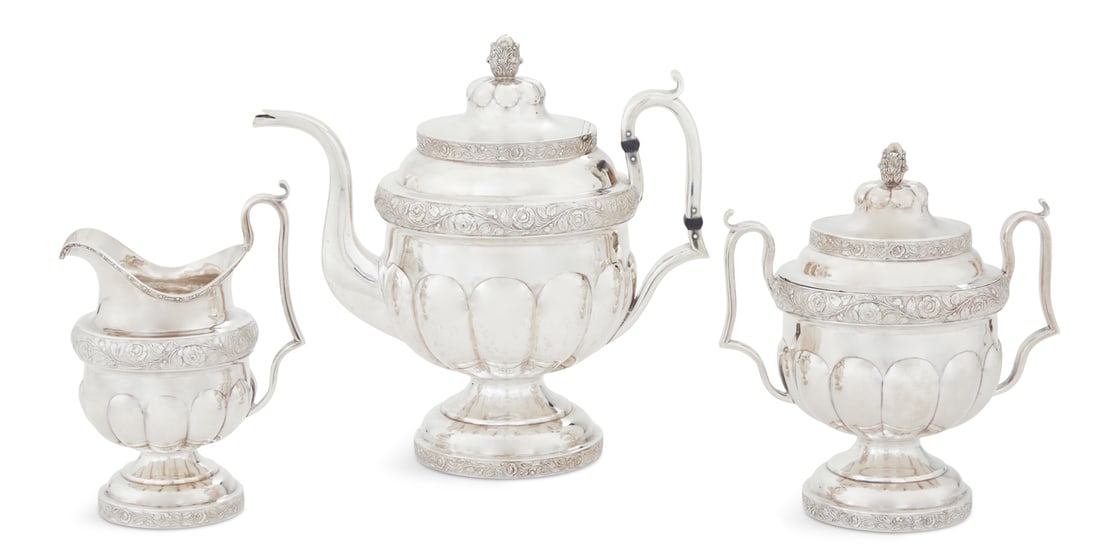 American Expansionist-Era Coin Silver Tea Set (1 of 2)