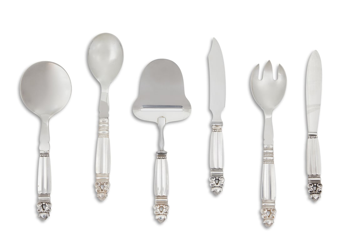 Six Georg Jensen "Acorn" Silver Serving Pieces (1 of 4)