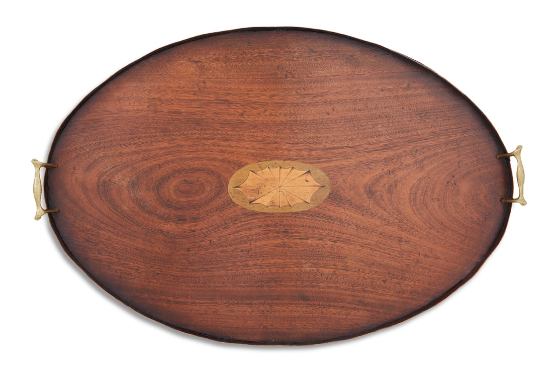 Georgian Brass-Mounted and Inlaid Mahogany Tray (1 of 2)